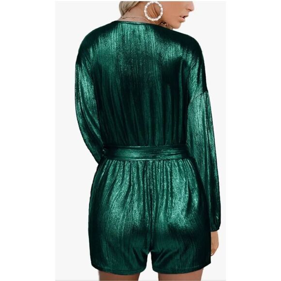 YOINS EMERALD METALLIC ROMPER - Picture 2 of 9